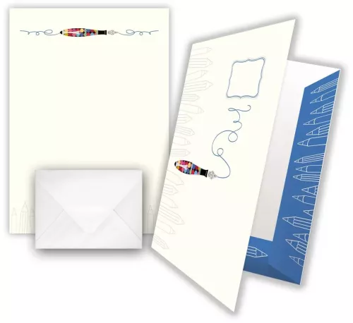 Colourful Fountain Pen, Writing Paper in Keepsake Folder