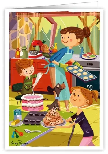 Family Baking, Greeting Card