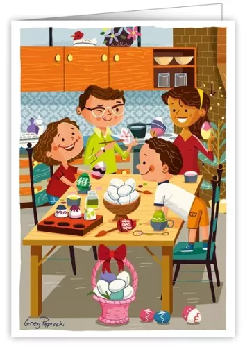 Wonderland Painting Easter Eggs, Greeting Card