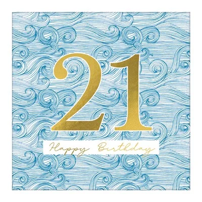 21 Blue Waves, Greeting Card