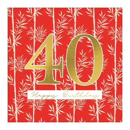 40 Red Bamboo, Greeting Card