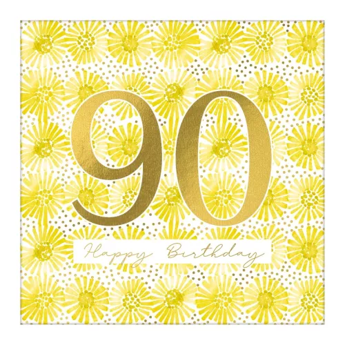 90 Yellow Floral, Greeting Card