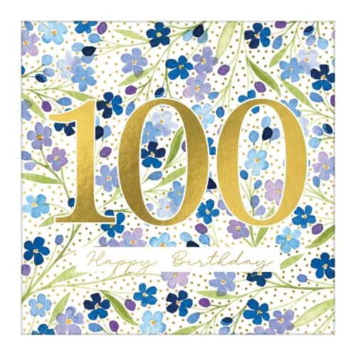 100 Disty Blue Floral, Greeting Card