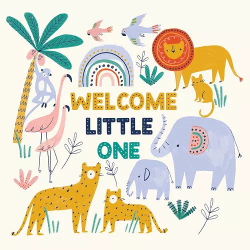Little One Jungle Animals, Greeting Card