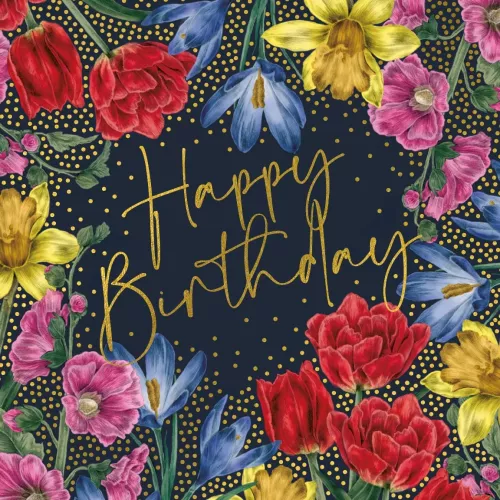 Birthday Daffodil Crocus Tulip, Greeting Card