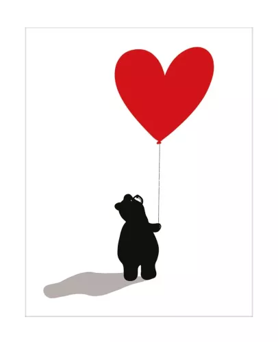 Bear & Heart Balloon, Greeting Card