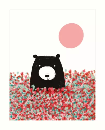 Bear In Meadow, Greeting Card