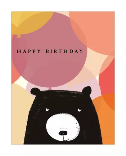Bear & Birthday Balloons, Greeting Card