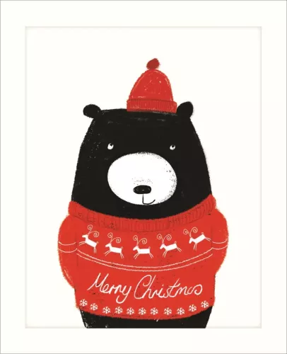 Bear Red Xmas Jumper, Greeting Card