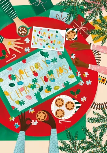Christmas Puzzle & Pies, Greeting Card
