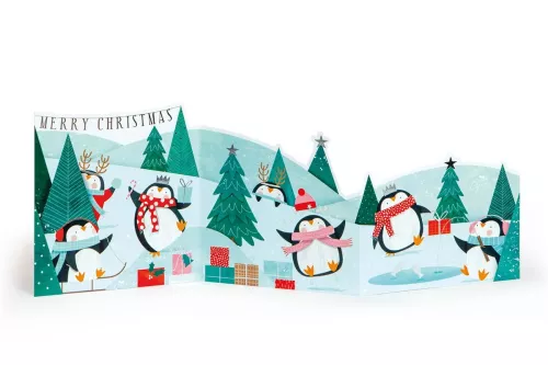 Penguins On Ice, 3D Greeting Card