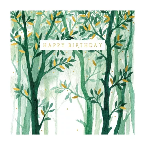 Happy Birthday Green Trees, Greeting Card