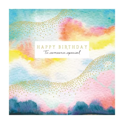 Pink & Blue Watercolour , Greeting Card