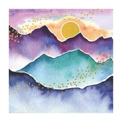 Watercolour Mountain & Sun, Greeting Card