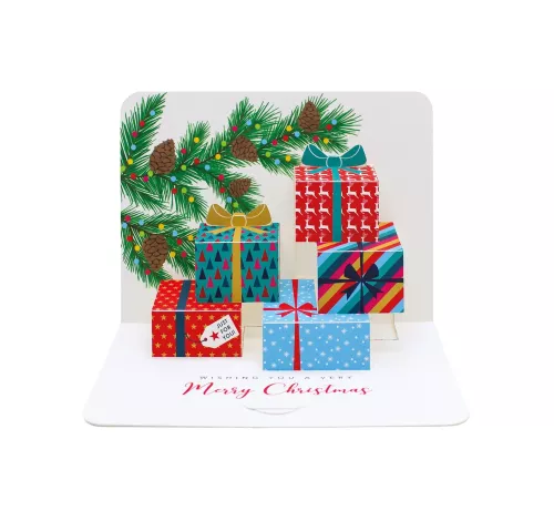 Presents Under Tree, 3D Greeting Card