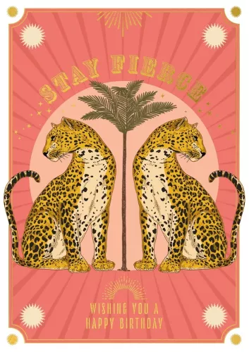 Stay Fierce Leopards, Greeting Card