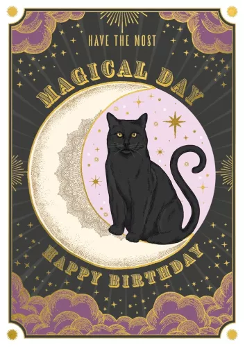 Magical Day Black Cat, Greeting Card