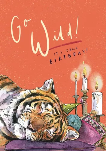 Go Wild Sleeping Tiger, Greeting Card