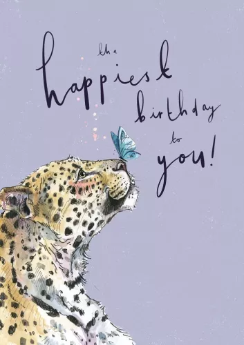 Brithday Leopard & Butterfly, Greeting Card