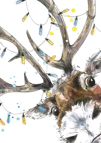 Reindeer Photobomb, Greeting Card