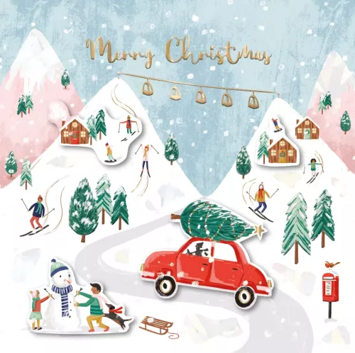 Ski Resort, Winter Getaway, Christmas Greeting Card