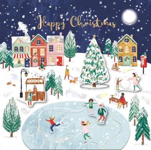 Skating On The Market, Winter Getaway, Christmas Greeting Card