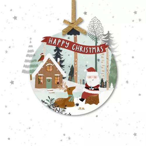 Santa Is Having A Break, Detachable Keepsake Bauble, Polar Escape, Christmas Greeting Card