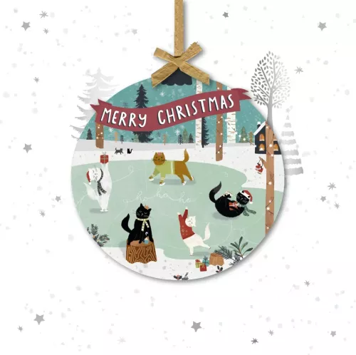 Skating Cats, Detachable Keepsake Bauble, Polar Escape, Christmas Greeting Card
