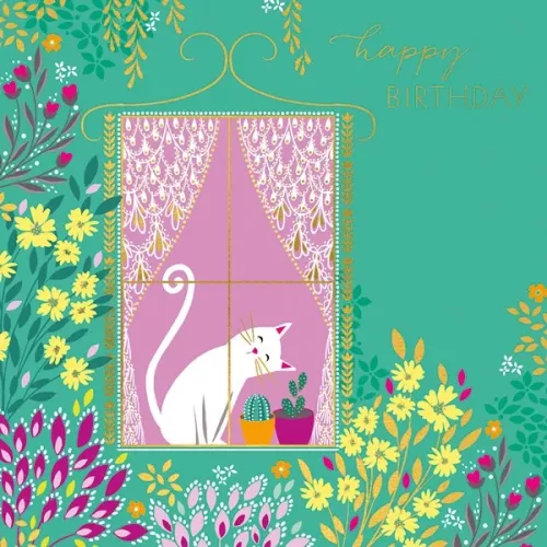 Cat in Window, Greeting Card