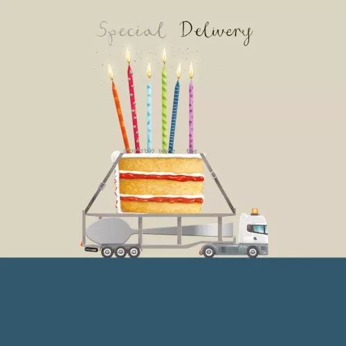 Truck with Birthday Cake, Greeting Card