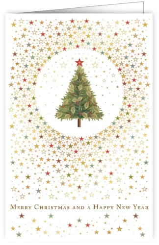 Single Christmas Tree, Gold, Greeting Card