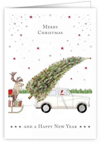 Car with Christmas Tree, Greeting Card