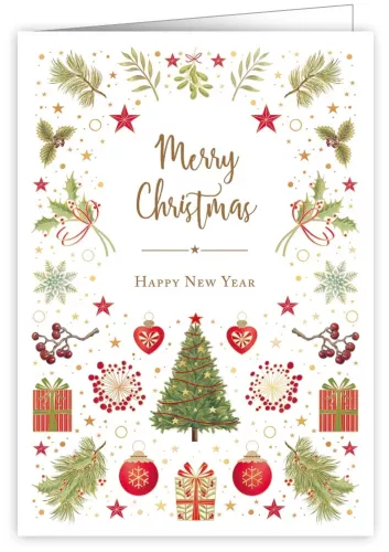 Christmas Tree and Ornaments , Greeting Card