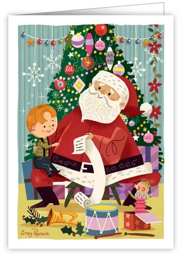 Santa Getting a List, Xmas, Greeting Card