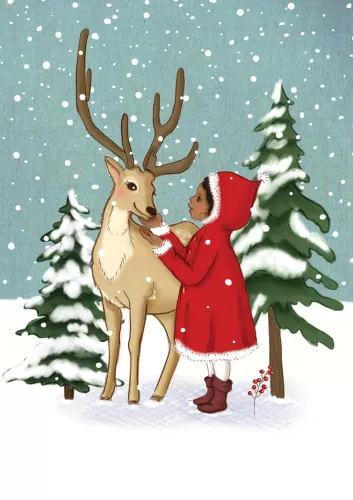 Snow Deer, Postcard