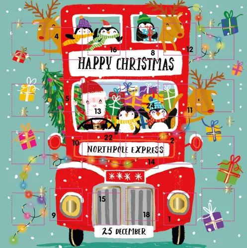 Christmas Bus, Advent Calendar Card