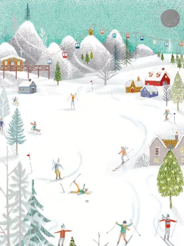On the Slopes, box with 8 Christmas cards
