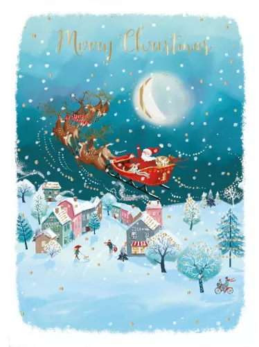 Santa on his way, box with 8 Christmas cards