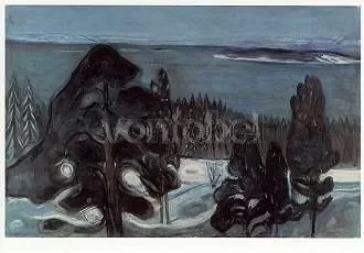 Winter night (c. 1900), Postcard