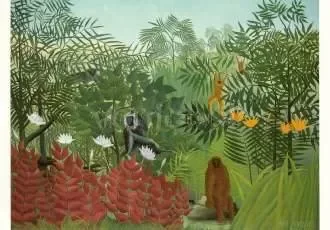 Tropical Forest with Monkeys (1910), Postcard