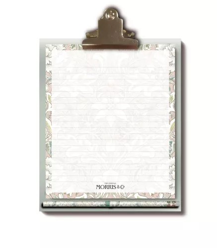 Memo Pad with clipboard & pencil, William Morris
