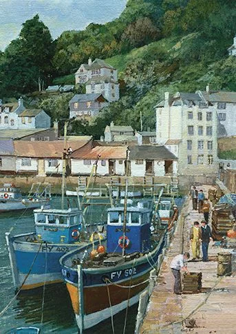 Polperro - Fishing Village In Cornwall, Dubbelvikt Kort