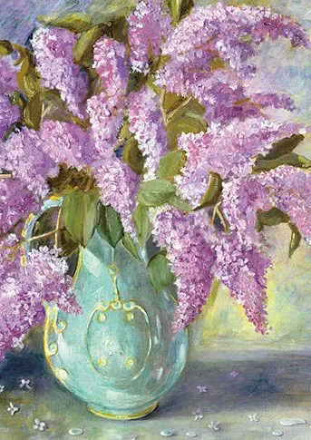 Lilac In A Green Jug, Dubbelvikt Kort