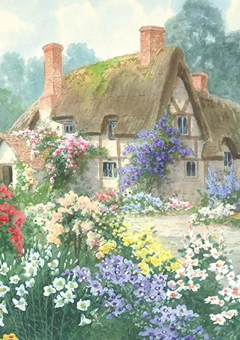 Thatched Cottages, Dubbelvikt Kort