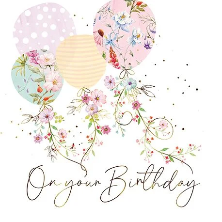 Birthday Balloons, Dubbelvikt Kort