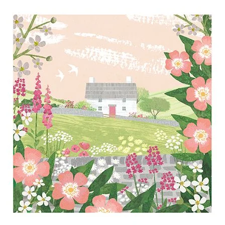 White Cottage On A Hill, Dubbelvikt Kort