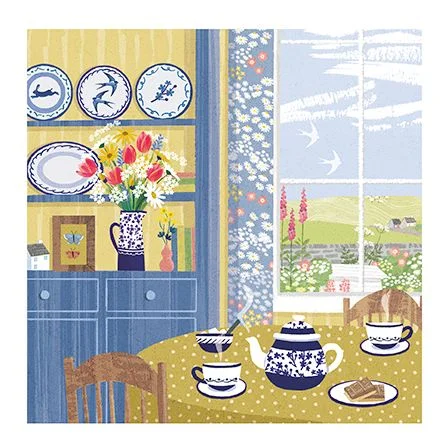 Kitchen Table With A Tea Set, Dubbelvikt Kort