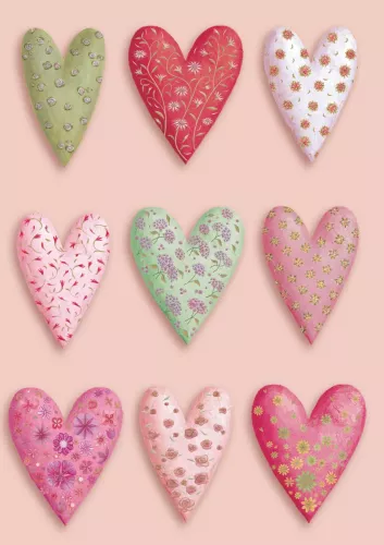 Nine Floral Hearts, Greeting Card