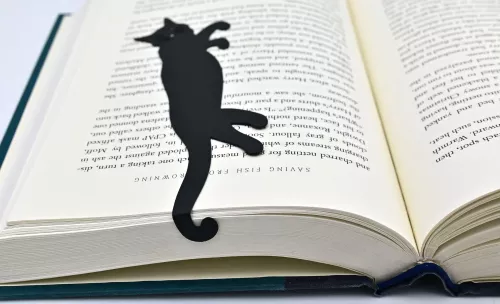 Book Hugger Metal Bkmk Curious Cat