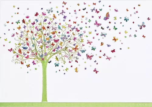Note Card Tree Of Butterflies